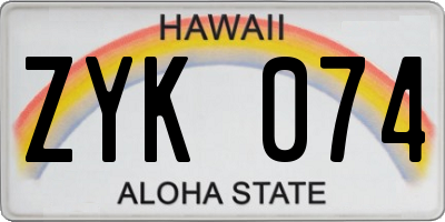 HI license plate ZYK074