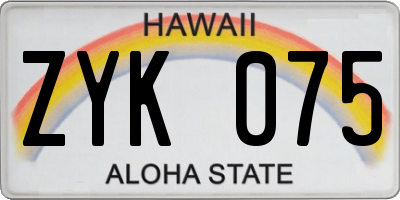 HI license plate ZYK075