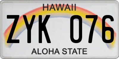 HI license plate ZYK076