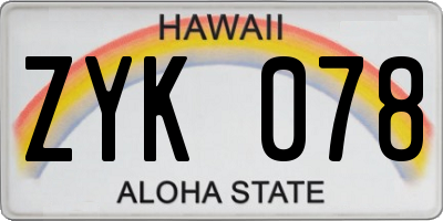 HI license plate ZYK078