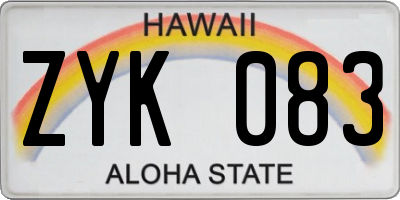 HI license plate ZYK083