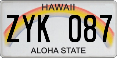 HI license plate ZYK087