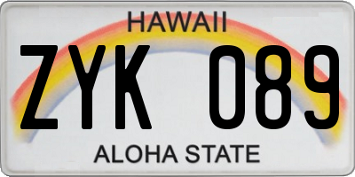 HI license plate ZYK089