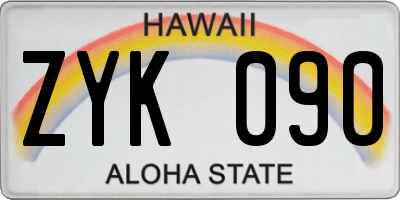 HI license plate ZYK090