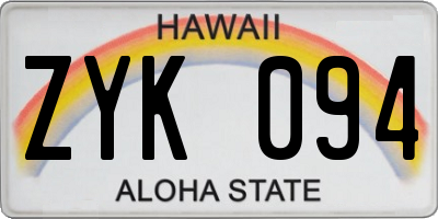 HI license plate ZYK094