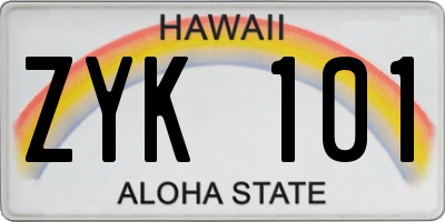 HI license plate ZYK101