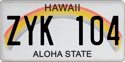 HI license plate ZYK104