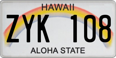 HI license plate ZYK108