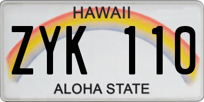 HI license plate ZYK110
