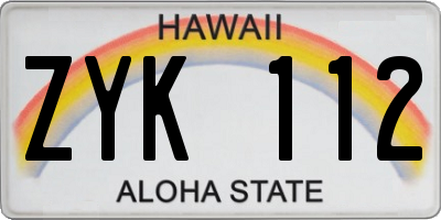 HI license plate ZYK112