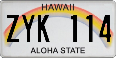 HI license plate ZYK114