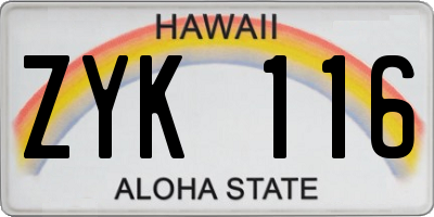 HI license plate ZYK116