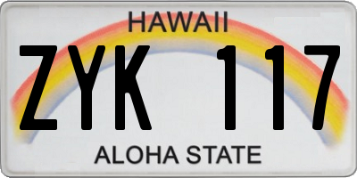 HI license plate ZYK117
