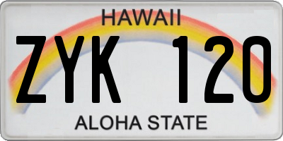 HI license plate ZYK120