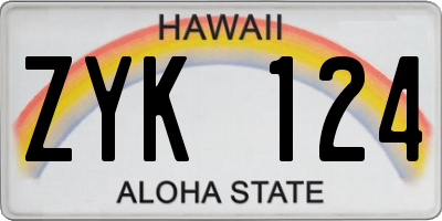 HI license plate ZYK124