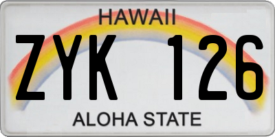 HI license plate ZYK126