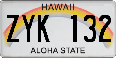 HI license plate ZYK132