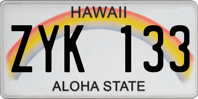 HI license plate ZYK133