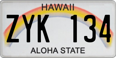 HI license plate ZYK134