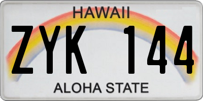 HI license plate ZYK144