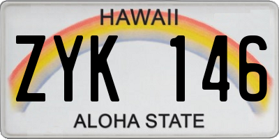 HI license plate ZYK146