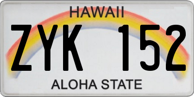 HI license plate ZYK152