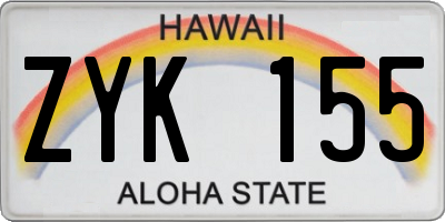 HI license plate ZYK155