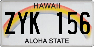 HI license plate ZYK156