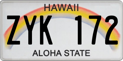 HI license plate ZYK172