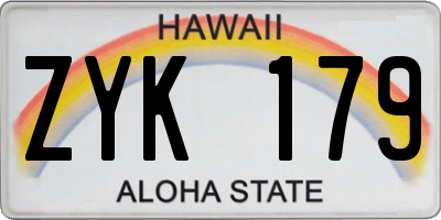 HI license plate ZYK179