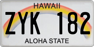 HI license plate ZYK182