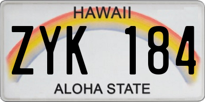 HI license plate ZYK184