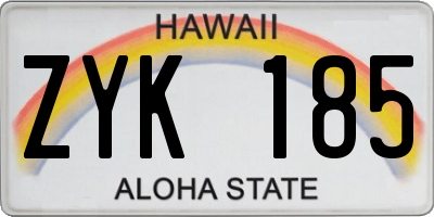 HI license plate ZYK185