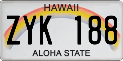 HI license plate ZYK188
