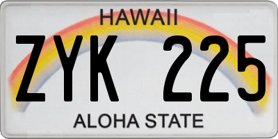 HI license plate ZYK225