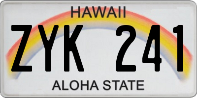 HI license plate ZYK241