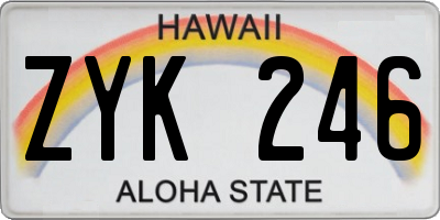 HI license plate ZYK246