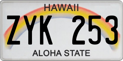 HI license plate ZYK253