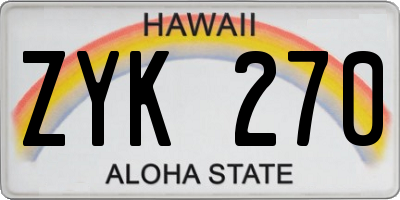 HI license plate ZYK270