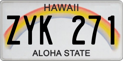 HI license plate ZYK271