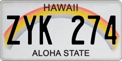 HI license plate ZYK274