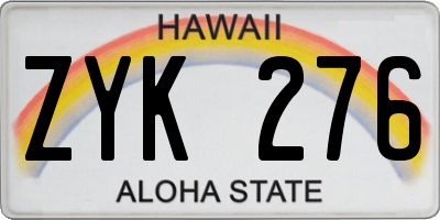 HI license plate ZYK276