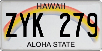 HI license plate ZYK279