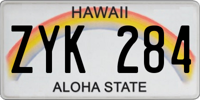 HI license plate ZYK284