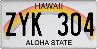 HI license plate ZYK304