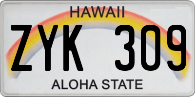 HI license plate ZYK309