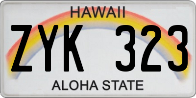 HI license plate ZYK323
