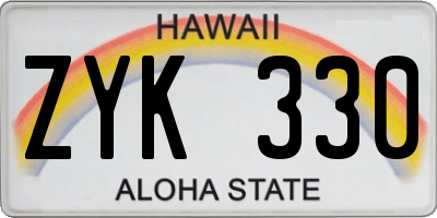 HI license plate ZYK330