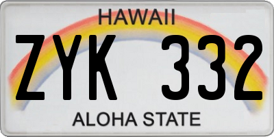HI license plate ZYK332