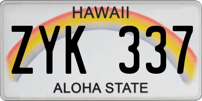 HI license plate ZYK337